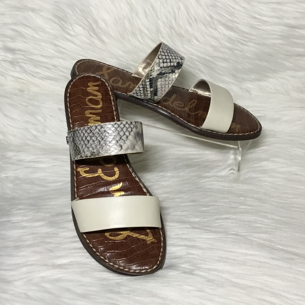 Sam Edelman Gala Double Strap Slide Sandal, Ivory/Snake, 9M